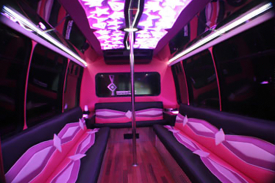 small pink party bus
